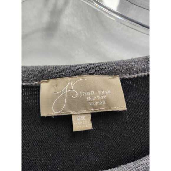 Joan Vass Womens Tunic Top Size 0X Gray Black Colorblock Brushed Knit Casual - Picture 3 of 7